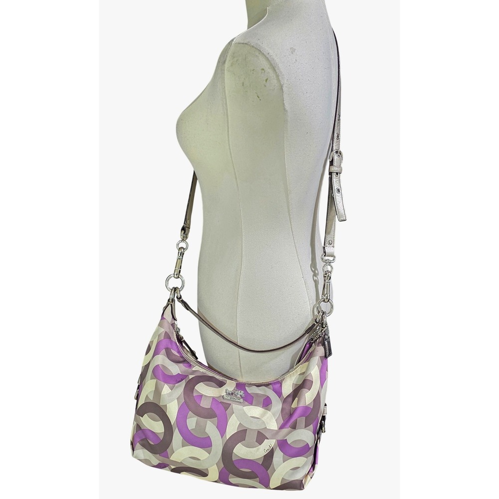 Coach Poppy Madison Shoulder Bag Womens Medium Purple Silver 14291 - Picture 8 of 16